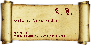Kolozs Nikoletta névjegykártya